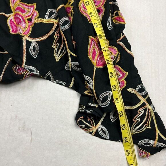 Nicole Miller Embroidered Maxi Dress Floral Side Zip Asymmetric Hem Party Size 8 - Picture 6 of 13